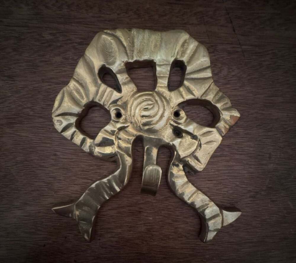 Vintage Solid Brass Ribbon Bow Wall Hook